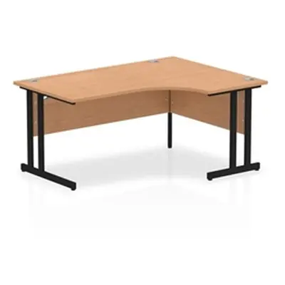 Impulse 1600mm Right Crescent Desk Oak Top Black Cantilever Leg