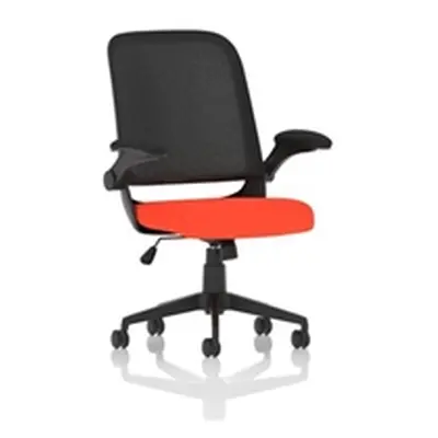 Crew Task Operator Fabric Seat Tabasco Orange Mesh Chair Folding Arms