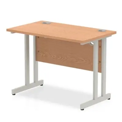 Impulse 1000/600 Rectangle Silver Cantilever Leg Desk Oak - MI002647