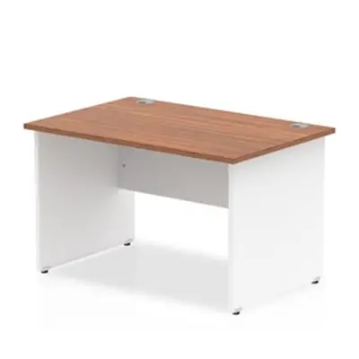 Impulse Panel End 1200 Rectangle Desk Walnut Top White - TT000001