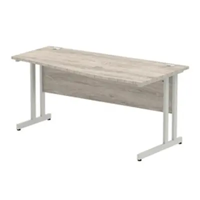 Impulse 1200x800mm Straight Desk Grey Oak Top White Cable Managed Leg