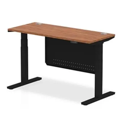 Air 1400x600 Height Adjustable Desk Walnut CP Black Leg Modesty Panel