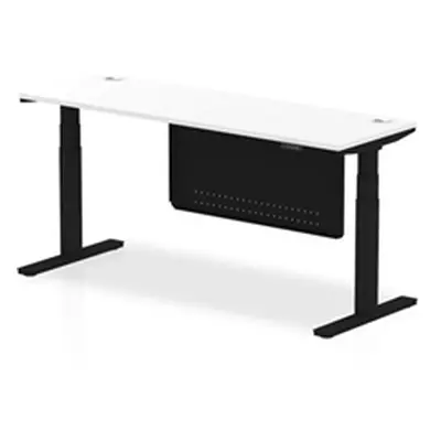 Air 1800x600 Height Adjustable Desk White CP Black Leg Modesty Panel