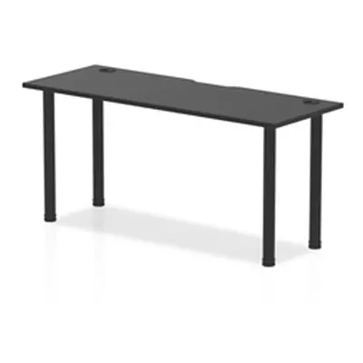 Impulse Black 1600 x 600mm Straight Table Black Top with CP Black Leg