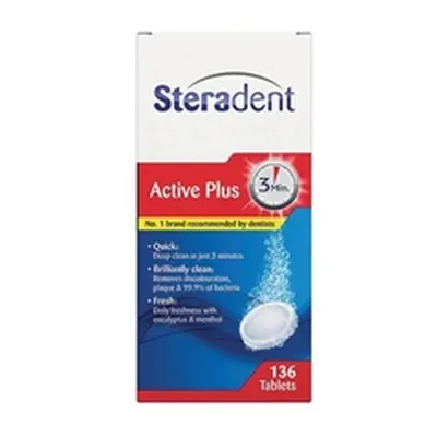 Steradent Active Plus Denture Cleaner 136 Tablets (Pack of 4) 3076405