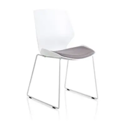 Florence Sled White Frame Dark Grey Fabric Visitor Chair