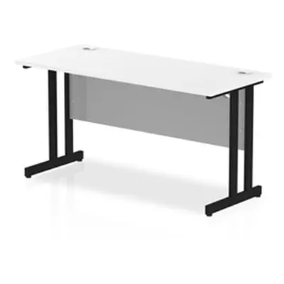 Impulse 1400 x 600mm Straight Desk White Top Black Cantilever Leg