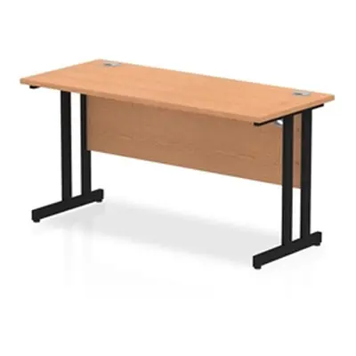 Impulse 1400 x 600mm Straight Desk Oak Top Black Cantilever Leg