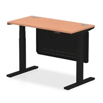 Air 1200x600 Height Adjustable Desk Beech CP Black Leg Modesty Panel