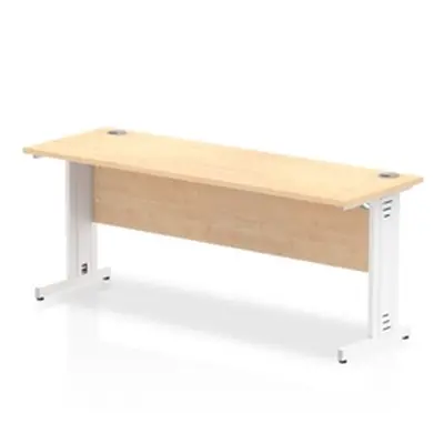 Impulse 1800 x 600mm Straight Desk Maple Top White Cable Managed Leg