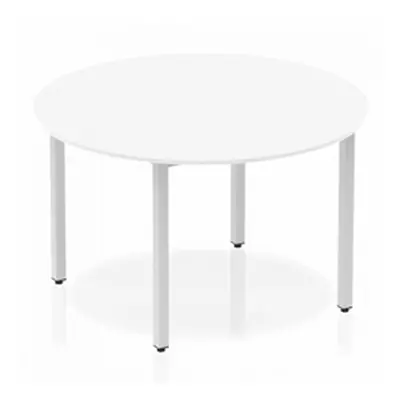 Impulse Circle Table 1200 White Box Frame Leg Silver - BF00197