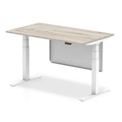 Air 1400x800 Height Adjustable Desk Grey Oak White Leg Modesty Panel