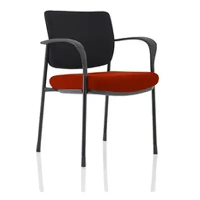 Brunswick Deluxe Black Fabric Back Black Frame Seat Chilli With Arms