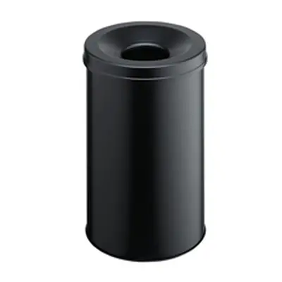 Durable Metal Waste Bin with Fire Extinguishing Lid 30 Litre Black