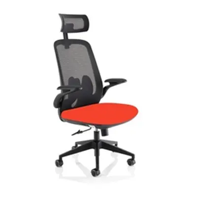 Sigma Executive Fabric Seat Tabasco Orange Mesh Chair Folding Arms