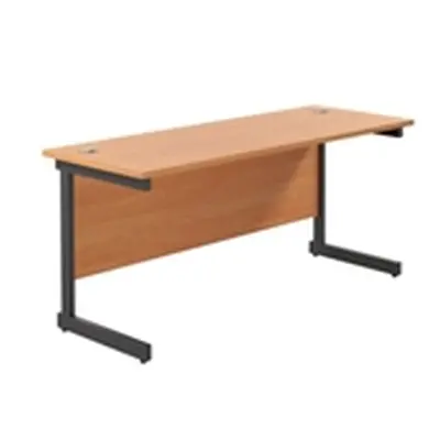 1800x600 Single Upright Rectangular Desk Beech-Black