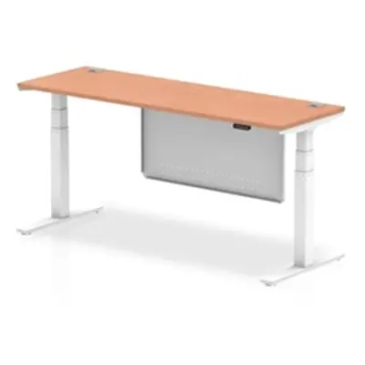 Air 1800x600 Height Adjustable Desk Beech CP White Leg Modesty Panel