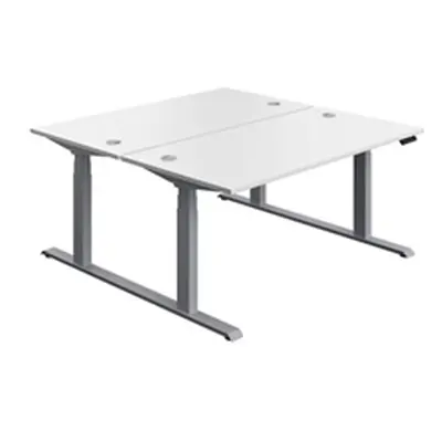 Economy Back To Back Sit Stand Desk : 1600 X 800 : White/Silver