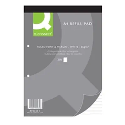 Q-Connect Feint Ruled Margin Headbound Refill Pad 200 Pages A4 (5 Pk)