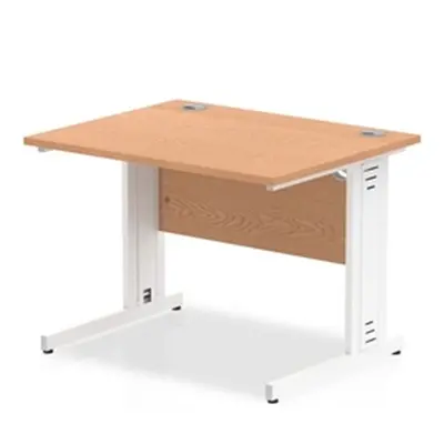 Impulse 1000/800 Rectangle White Cable Managed Leg Desk Oak - MI002722