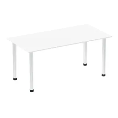 Impulse 1600mm Straight Table White Top Chrome Post Leg