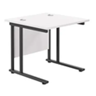 800x800 Twin Upright Rectangular Desk White-Black