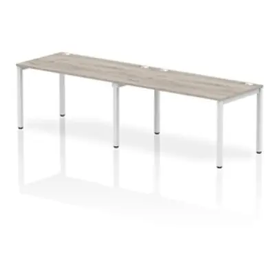 Impulse Bench Single Row 2 Person 1400 White Frame Bench Desk Grey Oak