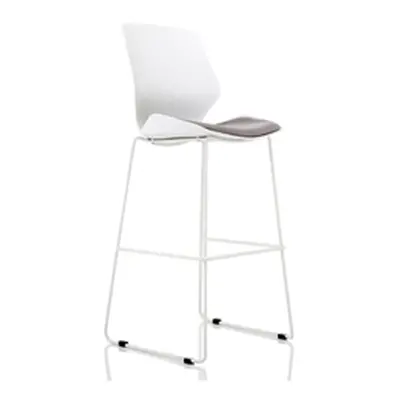 Florence White Frame High Stool Grey Fabric - BR000210