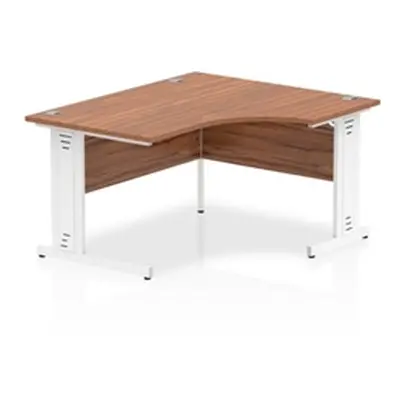 Impulse 1400mm Right Crescent Desk Walnut Top White Cable Managed Leg