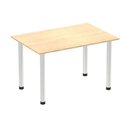 Impulse 1400mm Straight Table Maple Top Brushed Aluminium Post Leg