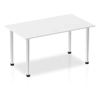 Impulse 1400mm Straight Table White Top Chrome Post Leg