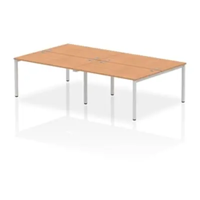 Impulse Bench B2B 4 Person 1400 Silver Frame Office Bench Desk Oak