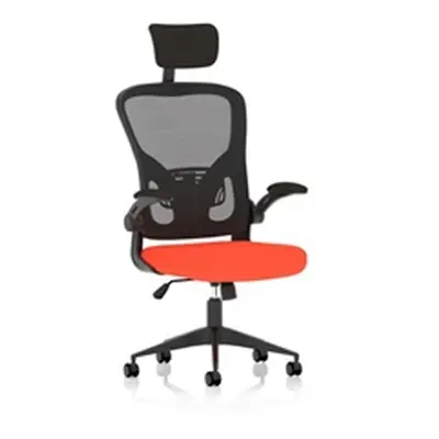 Ace Executive Fabric Seat Tabasco Orange Mesh Chair With Folding Arms