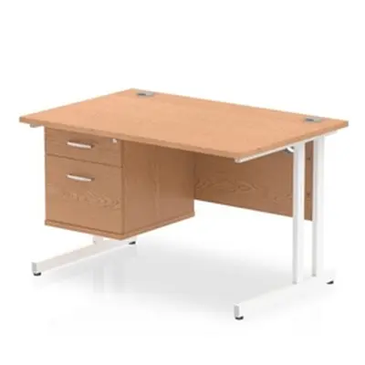 Impulse 1200 Rectangle White Cant Leg Desk Oak 1 x 2 - MI002661