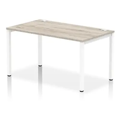 Impulse Bench Single Row 1400 White Frame Office Bench Desk Grey Oak