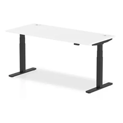 Air 1800x800mm Height Adjustable Desk White Top Cable Ports Black Leg