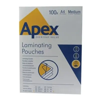 Apex A4 Medium Duty Laminating Pouches 250 Micron Clear (100 Pack)