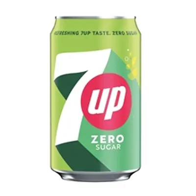 7 Up Zero Lemon and Lime Carbonated Soft Drink Canned 330ml (Pack 24)