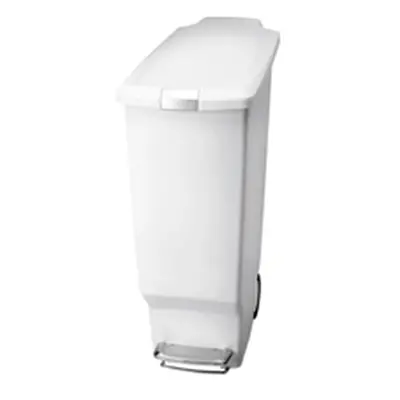 White Slim Plastic Pedal Bin 40L 382649