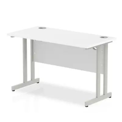 Impulse 1200/600 Rectangle Silver Cantilever Leg Desk White - MI002196