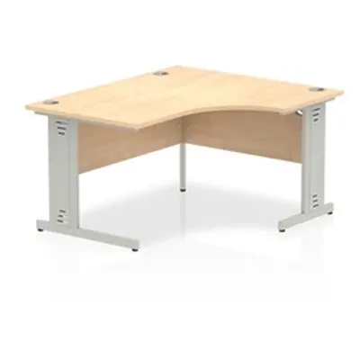 Impulse 1400mm Right Crescent Desk Maple Top Silver Cable Managed Leg