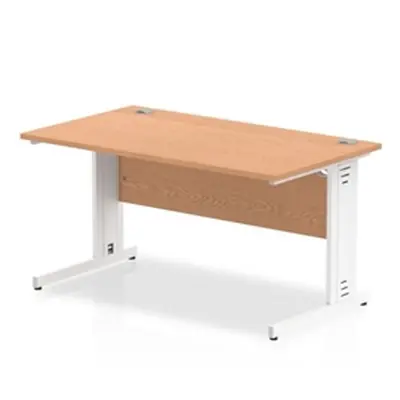 Impulse 1400/800 Rectangle White Cable Managed Leg Desk Oak - MI002724