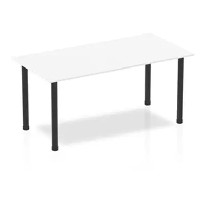 Impulse 1600mm Straight Table White Top Black Post Leg