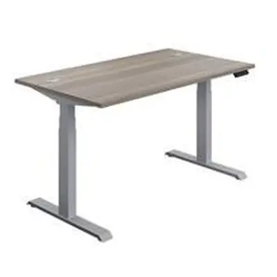 Economy Sit Stand Desk 1200 X 800 Grey Oak-Silver