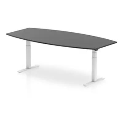 High Gloss 2400mm Writable Boardroom Table Black Top White Leg