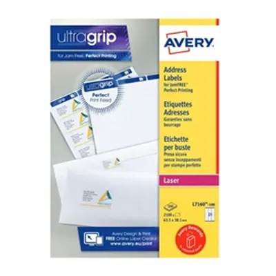 Avery Ultragrip Laser Address Labels 63.5x38.1mm White (2100 Pack)