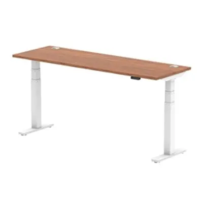 Air 1800x600mm Height Adjustable Desk Walnut Top Cable Ports White Leg