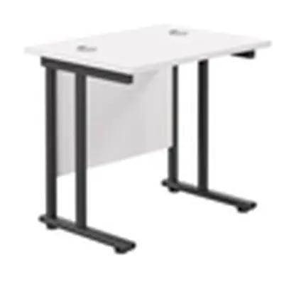 800x600 Twin Upright Rectangular Desk White-Black