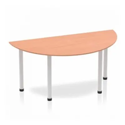 Impulse Semi-circle Table 1600 Beech Post Leg Silver - BF00171