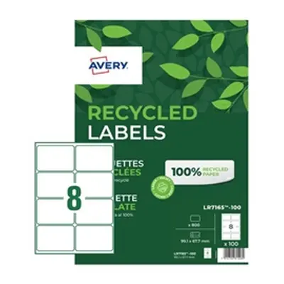 Avery Addressing Labels Laser Recycled 8 per Sheet - LR7165-100